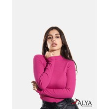 Alya Underwear Yarım Boğazlı Kaşkorse Sweatshirt Fuşya Melanj 2xl