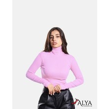 Alya Underwear Kaşkorse Tam Boğazlı Body Sweatshirt, Lila,  S