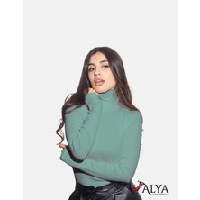 Alya Underwear Kaşkorse Tam Boğazlı Body Sweatshirt, Okaliptus,  S