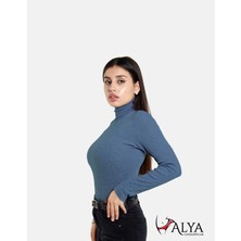Alya Underwear Kaşkorse Tam Boğazlı Body Sweatshirt Indigo Melanj M