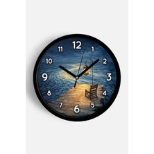 JHAAR Yağlı Boya Duvar Saati – Sanatsal, Soyut, Bohem ve Manzara Temalı Modern Saat - 25CM - Önü Camlı Siyah Kasa