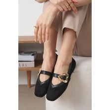 Mio Gusto Freya Siyah Renk Kalp Tokalı Kadın Babet