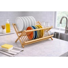 Bm House Bmhouse Katlanır Bambu Bulaşıklık 2 Katlı Bulaşık Kurutmalık Tabak Bardak Kurutucu