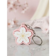 Midori Works Sakura Kiraz Çiçeği Clicker Anahtarlık - Stres Giderici Fidget Oyuncak ve Estetik Çanta Süsü (Pembe)