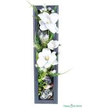 Yapay Çiçek Sitesi Ahşap Çerçeveli Yapay Çiçek Duvar Tablosu 44X11 cm Model 5