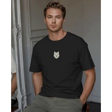 Muhtar Store Beyaz Husky Mavi Göz Baskılı Unisex Oversize Tişört – Minimal Premium Husky Tasarım
