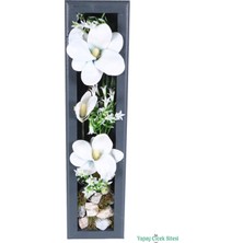 Yapay Çiçek Sitesi Ahşap Çerçeveli Yapay Çiçek Duvar Tablosu 44X11 cm Model 7