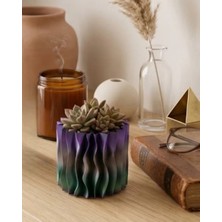 Eilo Luxe Sanatsal Dalga Desenli Mor 3D Baskı Dekoratif Vazo Ev Dekorasyonu - AA002C-68AN90