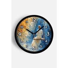 JHAAR Yağlı Boya Duvar Saati – Sanatsal, Soyut, Bohem ve Manzara Temalı Modern Saat - 25CM - Önü Camlı Siyah Kasa