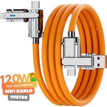 Alfais 6019 USB Type C Lightning 4 In 1 Hızlı Şarj Data Kablosu Çevirici Dönüştürücü Adaptör 120W 1m