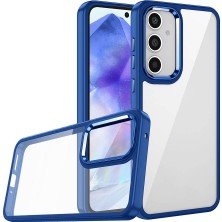 Silikon Galaxy A55 Kılıf Akrilik Kaplama Şeffaf Renkli Lens Koruma Çerçeveli Moda Luxury Kapak