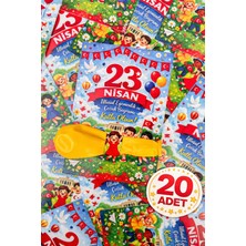 Msticker 20 Adet 23 Nisan Şeker ve Balon Konulabilen Tebrik Kartı 20'li Set – Sınıf Dağıtımlık Hediyelik Kart