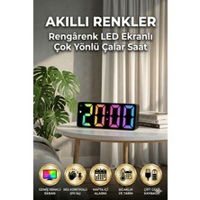 Playtronik 6.5" LED Ekranlı Dijital Masa Saati Çalar Saat - Sesle Kontrol Edilebilir Şarjlı Pilli