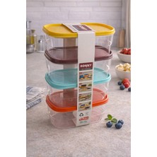 Bm House Bmhouse Bonny 4’lü Dikdörtgen Saklama Kabı Seti Kapaklı Bpa Free Buzdolabı & Erzak Saklama Kabı