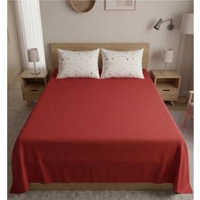 Pınarhome collection %100 Organik Pamuk Kumaş Düz Renk (Lastiksiz)Çarşaf+Kombin Desenli Yastık Kılıfı***