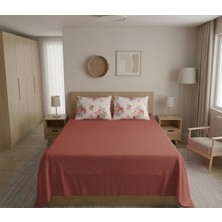 Pınarhome collection %100 Organik Pamuk Kumaş Düz Renk (Lastiksiz)Çarşaf+Kombin Desenli Yastık Kılıfı***