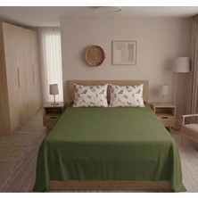 Pınarhome collection %100 Organik Pamuk Kumaş Düz Renk (Lastiksiz)Çarşaf+Kombin Desenli Yastık Kılıfı***