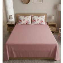 Pınarhome collection %100 Organik Pamuk Kumaş Düz Renk (Lastiksiz)Çarşaf+Kombin Desenli Yastık Kılıfı***