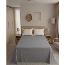 Pınarhome collection %100 Organik Pamuk Kumaş Düz Renk (Lastiksiz)Çarşaf+Kombin Desenli Yastık Kılıfı***