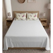 Pınarhome collection %100 Organik Pamuk Kumaş Düz Renk (Lastiksiz)Çarşaf+Kombin Desenli Yastık Kılıfı***