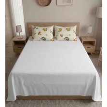 Pınarhome collection %100 Organik Pamuk Kumaş Düz Renk (Lastiksiz)Çarşaf+Kombin Desenli Yastık Kılıfı***