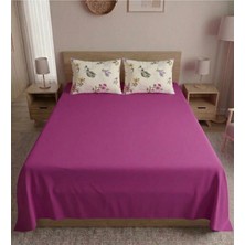Pınarhome collection %100 Organik Pamuk Kumaş Düz Renk (Lastiksiz)Çarşaf+Kombin Desenli Yastık Kılıfı***