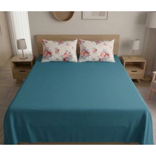 Pınarhome collection %100 Organik Pamuk Kumaş Düz Renk (Lastiksiz)Çarşaf+Kombin Desenli Yastık Kılıfı***