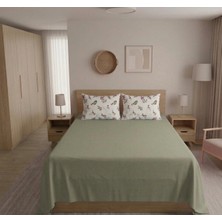 Pınarhome collection %100 Organik Pamuk Kumaş Düz Renk (Lastiksiz)Çarşaf+Kombin Desenli Yastık Kılıfı***