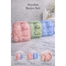 Bm House Bmhouse Seyahat Banyo Seti 3’lü Şeffaf Makyaj Çantası Içinde Havlu ve Banyo Lifi Duş Seti