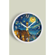 JHAAR Yağlı Boya Duvar Saati – Sanatsal, Soyut, Bohem ve Manzara Temalı Modern Saat - 25CM - Önü Camlı Beyaz Kasa