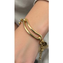 Stainles Steel Altın Renk Çift Çubukbileklik