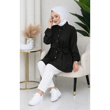 Moda Neva Yandan Bağlama Detaylı Rahat Kalıp Gömlek