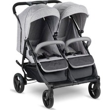 Babyhope BH3077 City Twin Gri İkiz Bebek Arabası Tek Elle Katlanabilen 11 kg Taşıma Kapasitesi