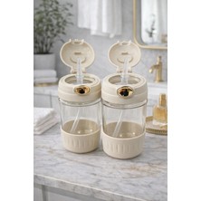 Bm House Bmhouse Tavşan Kulaklı Pipetli Cam Matara Çocuk Suluk Cam Su Şişesi Okul Spor Günlük Kullanım