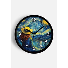 JHAAR Yağlı Boya Duvar Saati – Sanatsal, Soyut, Bohem ve Manzara Temalı Modern Saat - 25CM - Önü Camlı Siyah Kasa
