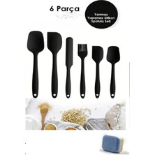 Fırçamax 1.kalite 100% Slikon Kutulu Siyah 6lı Yanmaz Yapışmaz Pasta Fırçası Spatula 1 Adet Tablet Hediye