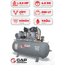 GAP Kompresör Hava Kompresörü Pistonlu 300LT 2 Kafa 8 Bar 5.5 Hp GP290