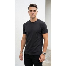 Plus Scorpion Erkek Slim Fit Basic Tişört – Bisiklet Yaka, Düz Kumaş, Yazlık Model
