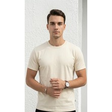 Plus Scorpion Erkek Slim Fit Basic Tişört – Bisiklet Yaka, Düz Kumaş, Yazlık Model