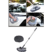 Flora F276 Mikrofiber Araç Temizleme Mop Seti - 104 cm Oto Teleskopik Sap + 26 cm Oval Mop Başlık