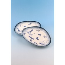 Bursa Porselen Dekor Sea Blue 2 Adet Porselen Servis Tabağı