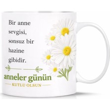 Masalsı Concept Anneler Günü Hediyesi Papatya Desenli Kupa Anne Sevgisi Yazılı Anlamlı Anne Kupası