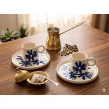 Mikro Çiçek Desenli El Yapımıseramik Hediyelik Türk Kahve Fincanı Espresso –fincan Seti 2li Set