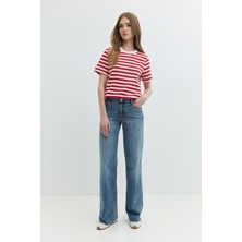 Denim Trip Wide Leg Straight Fit Orta Indigo Kadın Jean Pantolon