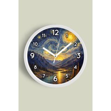 JHAAR Yağlı Boya Duvar Saati – Sanatsal, Soyut, Bohem ve Manzara Temalı Modern Saat - 25CM - Önü Camlı Beyaz Kasa
