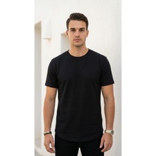 Plus Scorpion Erkek Slim Fit Basic Tişört – Esnek, Terletmeyen Pike Dokulu Kumaş