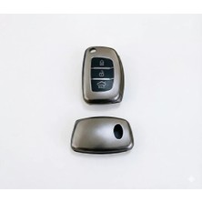 Asiltech Hyundai Accent Blue I20 - I30 - İX35 Uyumlu Smart 3 Buton Silikon Oto Anahtar Kumanda Kabı Kılıf Füme