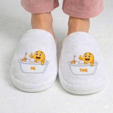 By Ebsem -Emoji Baskılı %100 Pamuk Ev Terliği, Sevimli Şık Tasarım, Yumuşak, Kaymaz Kadife Terlik (37-42)