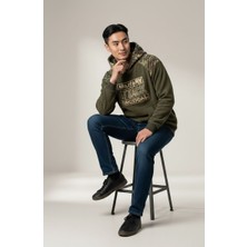 Attack Erkek Kapüşonlu Sweatshirt Tactical Kamuflaj Detaylı Polar Hoodie Cepli Kışlık