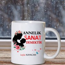 Masalsı Concept Kişiye Özel  Kupa Annelik Sanattır Yazılı Şık Anneler Günü Hediyesi Anneme En Özel Hediye